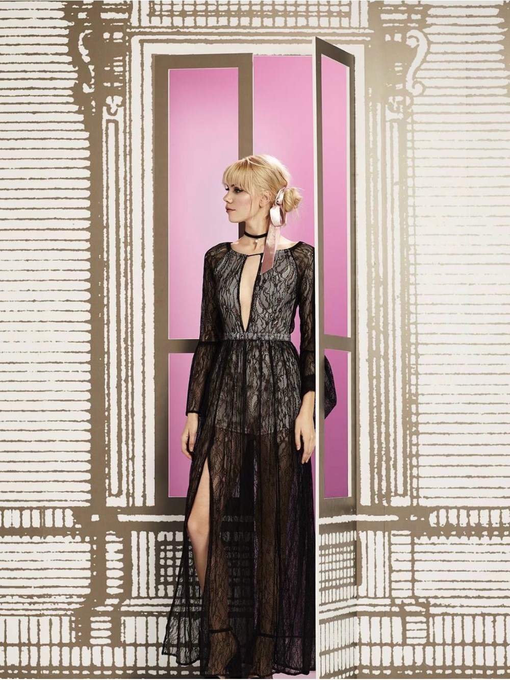 Black Lace Maxi Dress with built in shorts